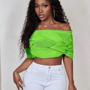BamGleam Top tricoté pour dames (tricoté à la main, avec un écart de ± 3 cm)