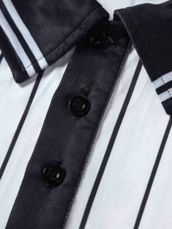 Manfinity Streetrush Polo style streetwear à coupe ample avec imprimé lettres et rayures pour jeunes hommes – Image 8