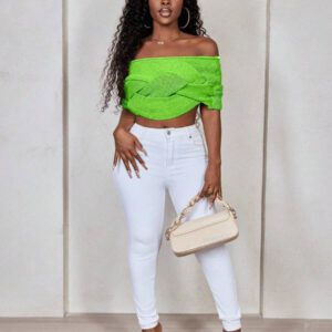BamGleam Top tricoté pour dames (tricoté à la main, avec un écart de ± 3 cm)