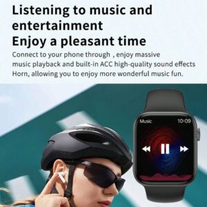 Montre Connectée Électronique Multifonctionnelle Unisexe À Écran Tactile De 1,83 Pouces Avec Bracelet En Silicone Noir, Plusieurs Modes De Sport, Appareil Photo, Notifications D'application Sociale, Suivi De Fréquence Cardiaque Et Sommeil, Connectivité, Compatible Avec Les Systèmes Android Et Ios