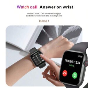 Montre Connectée Électronique Multifonctionnelle Unisexe À Écran Tactile De 1,83 Pouces Avec Bracelet En Silicone Noir, Plusieurs Modes De Sport, Appareil Photo, Notifications D'application Sociale, Suivi De Fréquence Cardiaque Et Sommeil, Connectivité, Compatible Avec Les Systèmes Android Et Ios