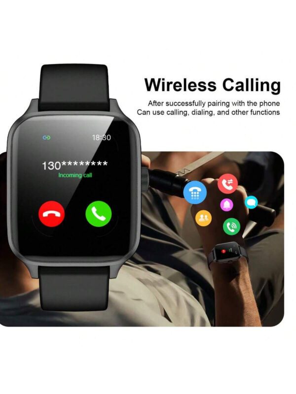 NOUVEAU Montre connectée multifonctionnelle unisexe, modes sportifs, suivi de la distance, contrôle de la musique, appareil photo à distance, appel sans fil, cadran personnalisé, rappel SMS/alarme, affichage météo, écran tactile pleine surface de 1,44", compatible avec les smartphones iOS/Android – Image 5