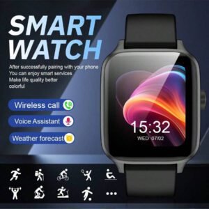 NOUVEAU Montre connectée multifonctionnelle unisexe, modes sportifs, suivi de la distance, contrôle de la musique, appareil photo à distance, appel sans fil, cadran personnalisé, rappel SMS/alarme, affichage météo, écran tactile pleine surface de 1,44", compatible avec les smartphones iOS/Android