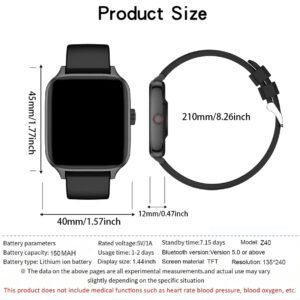 NOUVEAU Montre connectée multifonctionnelle unisexe, modes sportifs, suivi de la distance, contrôle de la musique, appareil photo à distance, appel sans fil, cadran personnalisé, rappel SMS/alarme, affichage météo, écran tactile pleine surface de 1,44", compatible avec les smartphones iOS/Android
