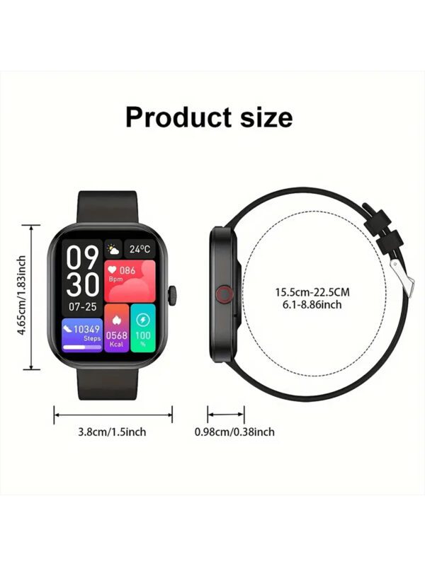 Nouvelle montre connectée Sport unisexe avec écran tactile full touch de 2,01 pouces et bracelet en silicone. Avec plus de 100 modes sport, appel sans fil, connexion sans fil à l'application, caméra à distance, musique sans fil, alarme, prévisions météorologiques, affichage TFT et batterie 180mAh. Cadeau idéal pour les hommes, les femmes, les amis, les amoureux et les parents pour les fêtes – Image 13
