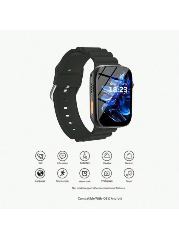 1 pièce Montre connectée sport en silicone unisexe avec fonctions multiples : rappel d'appel, compteur de pas, compteur de calories, notification de message. Compatible avec les téléphones iOS et Android. – Image 9