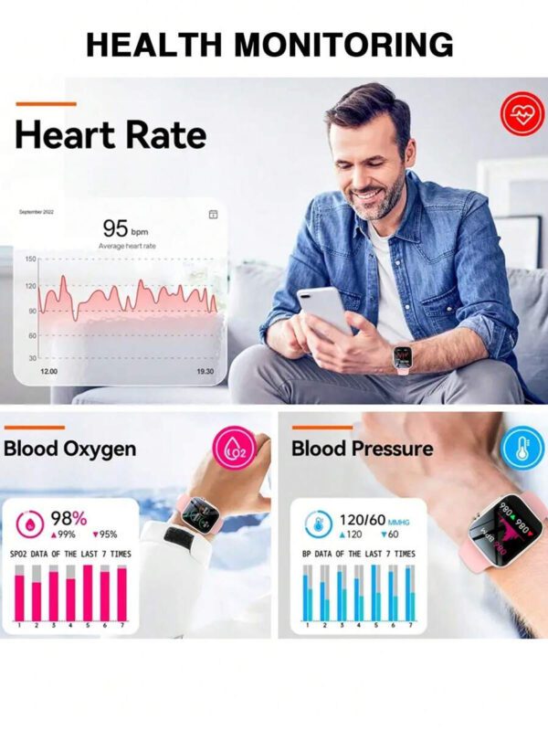 1 pièce Montre connectée sport en silicone unisexe avec fonctions multiples : rappel d'appel, compteur de pas, compteur de calories, notification de message. Compatible avec les téléphones iOS et Android. – Image 15