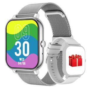 Nouvelle montre connectée de 1,83 pouces avec écran tactile complet, TFT grand écran et bracelet en silicone inclus. Plus de 100 modes sportifs, podomètre, prévisions météorologiques, appel sans fil, batterie 180mAh, notifications, caméra à distance, musique sans fil, fond d'écran personnalisable. Convient comme cadeau pour les étudiants, les personnes âgées, les amoureux, les amis