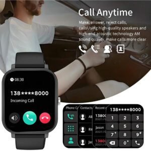 Nouvelle montre connectée de 1,83 pouces avec écran tactile complet, TFT grand écran et bracelet en silicone inclus. Plus de 100 modes sportifs, podomètre, prévisions météorologiques, appel sans fil, batterie 180mAh, notifications, caméra à distance, musique sans fil, fond d'écran personnalisable. Convient comme cadeau pour les étudiants, les personnes âgées, les amoureux, les amis