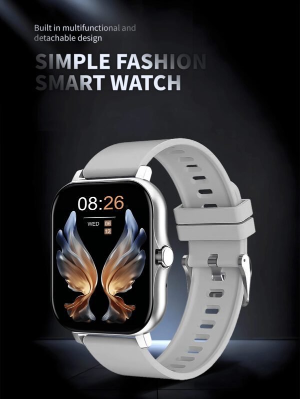 1 pièce de bracelet de montre connectée en silicone avec appel sans fil, compteur de pas, compteur de calories, modes multisports, caméra à distance, contrôle de la musique, alarme, notification, écran tactile complet de 1,83 pouces, compatible avec les smartphones, version améliorée convenant comme cadeau – Image 5