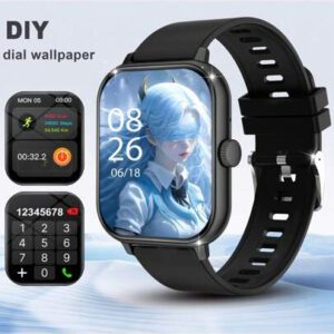 1 pièce Montre intelligente de sport en silicone unisexe, appels, comptage des pas, suivi des calories, de la distance, modes multisports, alarme, rappel d'appel et de message, écran tactile HD 2,01", compatible avec Android et iOS