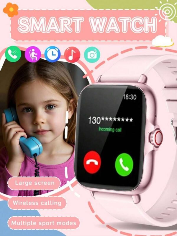 1 pièce Montre connectée sportive idéale pour les adolescents, écran tactile HD 1,83" grand écran, prise d'appel téléphonique, podomètre, calories, modes sportifs multiples, alarme, rappel d'appel/message, lecture de musique, rappel de sédentarité, compatible Android et iOS, convient pour l'école, le sport, les fêtes et autres scénarios – Image 2