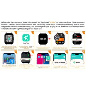 Montre connectée sport haute définition tactile de 4,65 cm, montre pour hommes, appel sans fil, rappel de message, rappel d'alarme, plusieurs modes sport, photographie à distance, lecture de musique, montre connectée multifonction, compatible avec les smartphones Android et iOS