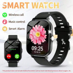 Montre connectée sport haute définition tactile de 4,65 cm, montre pour hommes, appel sans fil, rappel de message, rappel d'alarme, plusieurs modes sport, photographie à distance, lecture de musique, montre connectée multifonction, compatible avec les smartphones Android et iOS