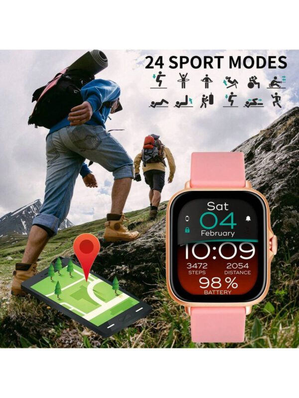 Eytlptoc Montre connectée avec réception d'appels et de messages sans fil, montre de sport multifonction pour la course et la randonnée, grand écran tactile de 1,85 pouce, batterie de 250 mAh, compatible avec les téléphones Android et iOS, design unisexe à la mode. – Image 3