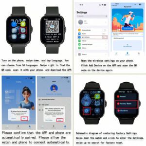 Eytlptoc Montre connectée avec réception d'appels et de messages sans fil, montre de sport multifonction pour la course et la randonnée, grand écran tactile de 1,85 pouce, batterie de 250 mAh, compatible avec les téléphones Android et iOS, design unisexe à la mode.