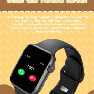 1 pièce Montre connectée multifonctionnelle pour enfants avec écran tactile de 1,44 po, bracelet en silicone, plusieurs modes sportifs, contrôle de l'appareil photo, notifications des réseaux sociaux, compatible Bluetooth avec Android et iOS, convient pour l'école, les sports et autres occasions