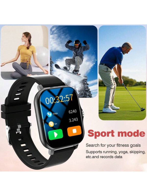 Montres connectées sport, montre connectée pour femme avec écran haute définition. Montre connectée avec écran couleur LED haute définition de 1,83 pouces, écran tactile entièrement ajusté, prise en charge de plusieurs langues, fonction de charge sans fil, lecteur de musique, fonction d'appel téléphonique, notification de message – Image 4