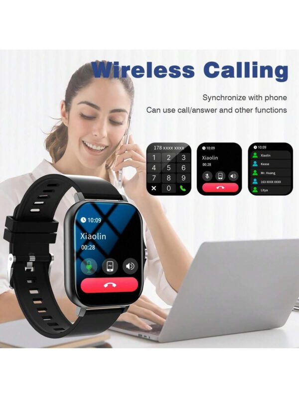 Montres connectées sport, montre connectée pour femme avec écran haute définition. Montre connectée avec écran couleur LED haute définition de 1,83 pouces, écran tactile entièrement ajusté, prise en charge de plusieurs langues, fonction de charge sans fil, lecteur de musique, fonction d'appel téléphonique, notification de message – Image 5