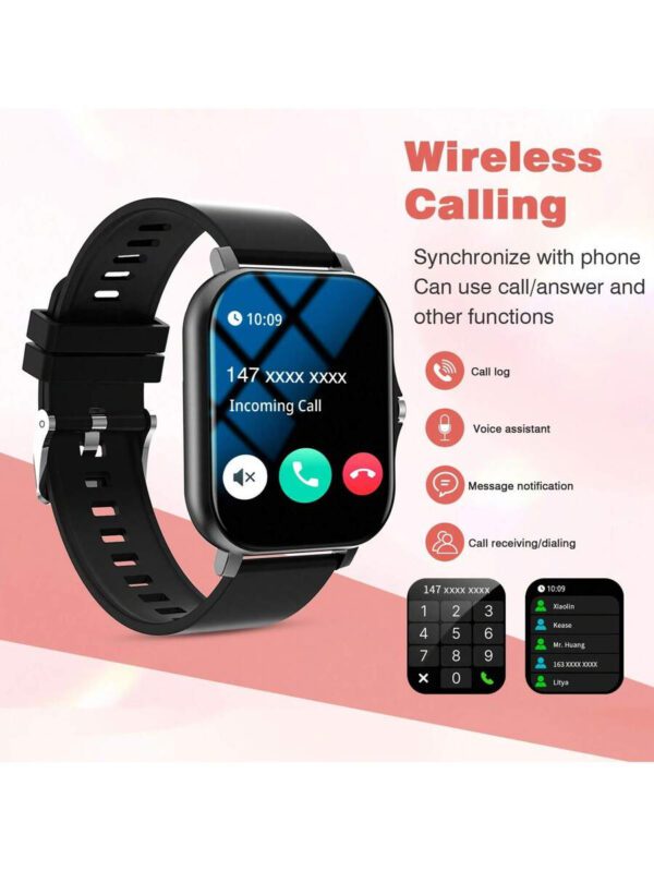 Montres connectées sport, montre connectée pour femme avec écran haute définition. Montre connectée avec écran couleur LED haute définition de 1,83 pouces, écran tactile entièrement ajusté, prise en charge de plusieurs langues, fonction de charge sans fil, lecteur de musique, fonction d'appel téléphonique, notification de message – Image 6