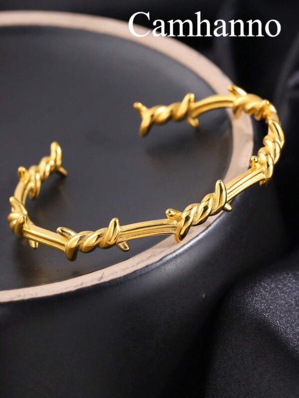 Camhanno 1 pièce Bracelet ouvert en acier inoxydable de style mode de rue avec épine, pour homme à porter tous les jours en sortant – Image 3