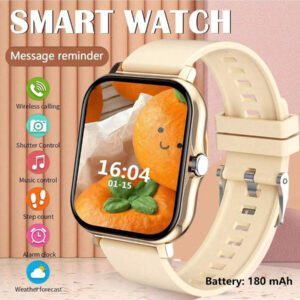 Montre connectée avec appel/numérotation sans fil, modes sportifs multiples, alerte et rejet d'appel, notification de message, convient aux hommes et aux femmes, compatible avec iOS/Android