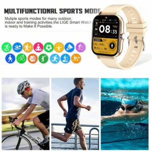 Montre connectée avec appel/numérotation sans fil, modes sportifs multiples, alerte et rejet d'appel, notification de message, convient aux hommes et aux femmes, compatible avec iOS/Android