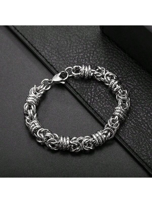 1 pièce Bracelet à chaîne d'os de dragon imbriqué en acier inoxydable fait à la main pour homme, style punk polyvalent et à la mode – Image 6