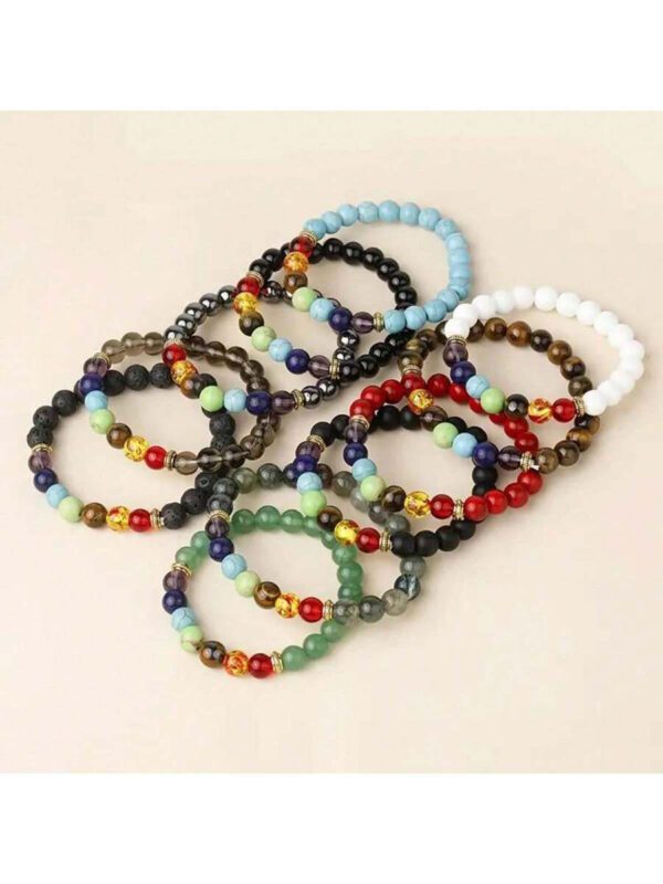 Naturel 7 bracelets Bracelets yoga Équilibre Perles Élastique Bracelet Homme À Pierre Naturelle Méditation Bijou Cadeaux – Image 7