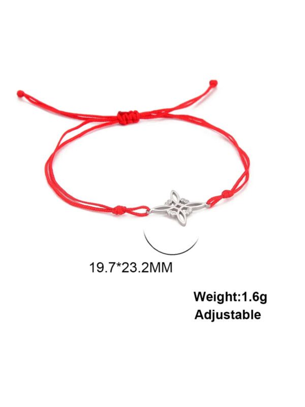 1 pièce Bracelet Pour Femme En Acier Inoxydable Petit Boule Pendentif Rouge En Velours Côtelé Réglable , Unisexe couple Cadeau – Image 5
