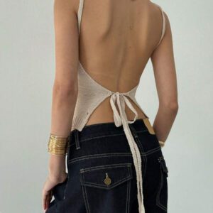 Aloruh Camisole sexy à nouer dans le dos en tricot pour femmes, idéale pour les vacances