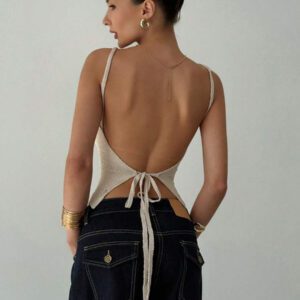 Aloruh Camisole sexy à nouer dans le dos en tricot pour femmes, idéale pour les vacances