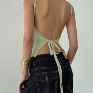 Aloruh Camisole sexy à nouer dans le dos en tricot pour femmes, idéale pour les vacances