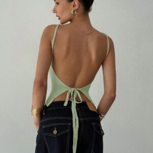 Aloruh Camisole sexy à nouer dans le dos en tricot pour femmes, idéale pour les vacances