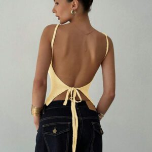 Aloruh Camisole sexy à nouer dans le dos en tricot pour femmes, idéale pour les vacances
