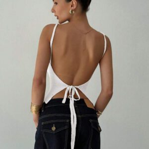 Aloruh Camisole sexy à nouer dans le dos en tricot pour femmes, idéale pour les vacances