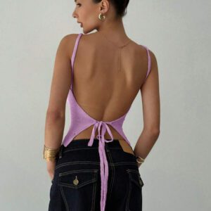 Aloruh Camisole sexy à nouer dans le dos en tricot pour femmes, idéale pour les vacances