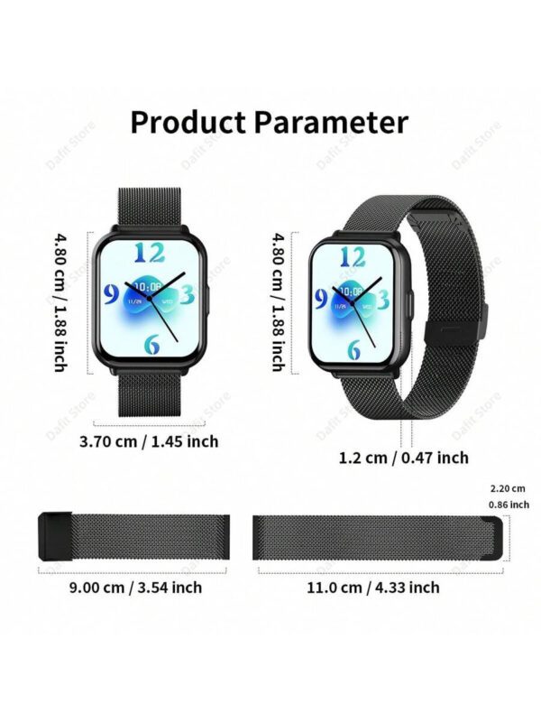 Montre connectée haut de gamme 2025 pour femmes et hommes, écran HD 1,83", prise en charge des appels sans fil, des rappels d'informations et des alertes d'alarme, étanche jusqu'à 1ATM, montre connectée avec tracker de fitness, compatible avec plus de 100 modes sportifs, compatible avec iOS/Android – Image 11