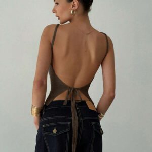 Aloruh Camisole sexy à nouer dans le dos en tricot pour femmes, idéale pour les vacances