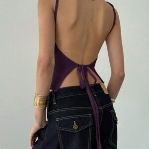 Aloruh Camisole sexy à nouer dans le dos en tricot pour femmes, idéale pour les vacances