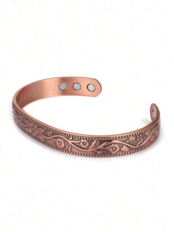 1 set Bracelet et bague à l'énergie de fleurs de prunier de couleur bronze vintage. Convient pour les fêtes, les cadeaux, le port quotidien pour hommes et femmes – Image 8