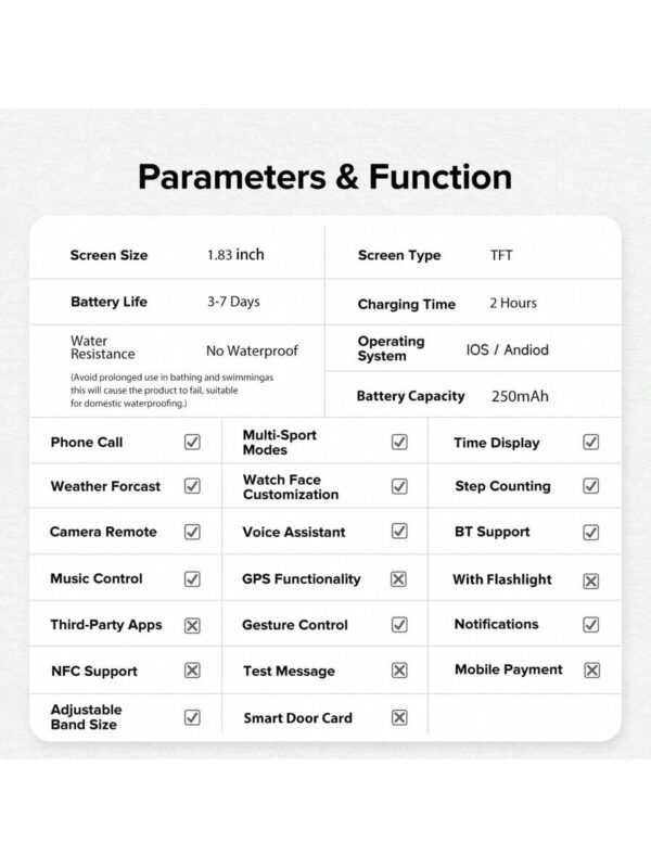 Montre connectée, appels/numérotation sans fil, rappels d'applications variées, convient aux hommes et aux femmes, montres de sport, fond d'écran personnalisable, compatible avec iOS/Android – Image 12