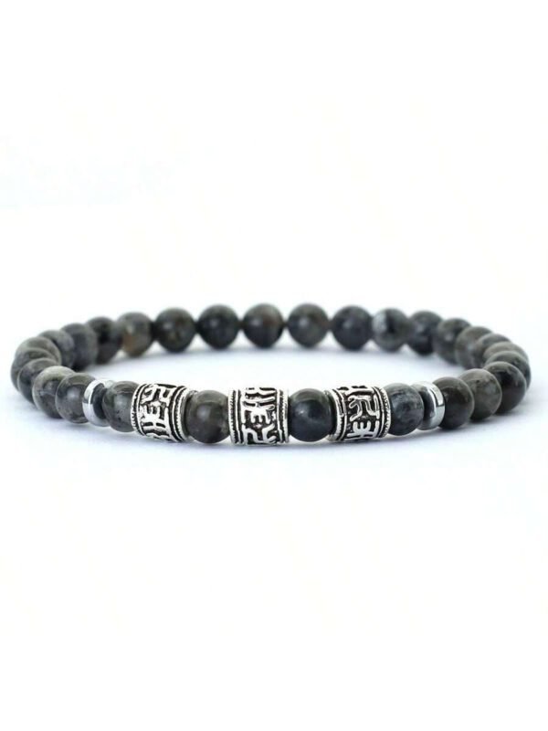 diffone Bracelet vintage pour homme, bracelet de perles avec le mantra Om Mani Padme Hum, bijou viking, accessoires, bracelet en pierre naturelle d'œil de tigre et de lave – Image 8