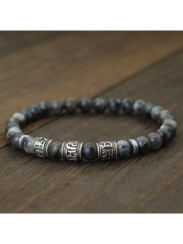 diffone Bracelet vintage pour homme, bracelet de perles avec le mantra Om Mani Padme Hum, bijou viking, accessoires, bracelet en pierre naturelle d'œil de tigre et de lave – Image 9