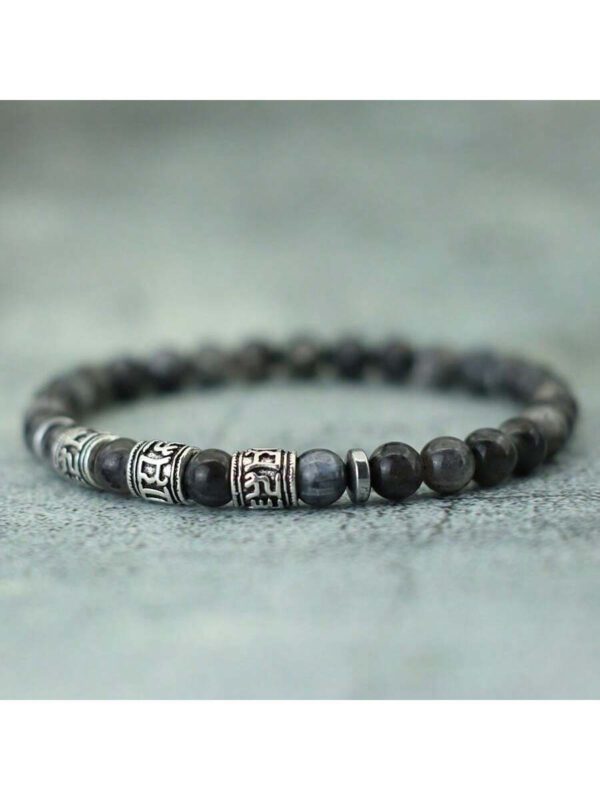 diffone Bracelet vintage pour homme, bracelet de perles avec le mantra Om Mani Padme Hum, bijou viking, accessoires, bracelet en pierre naturelle d'œil de tigre et de lave – Image 10