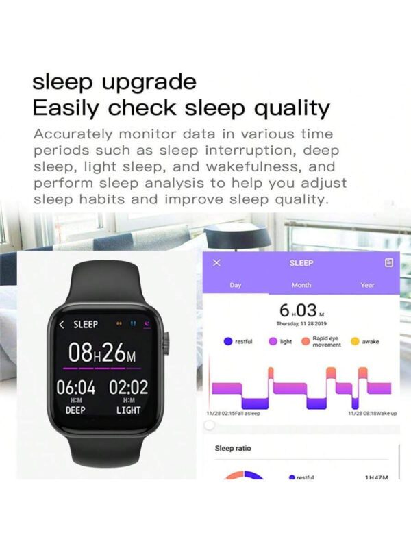 1 pièce Montre connectée multifonctionnelle électronique à écran tactile de 1,44 pouces pour femmes avec bracelet en silicone, avec plusieurs modes sportifs, contrôle de la caméra, notifications d'applications sociales, connectivité Bluetooth pour Android et iOS (divers styles de bracelet) – Image 4