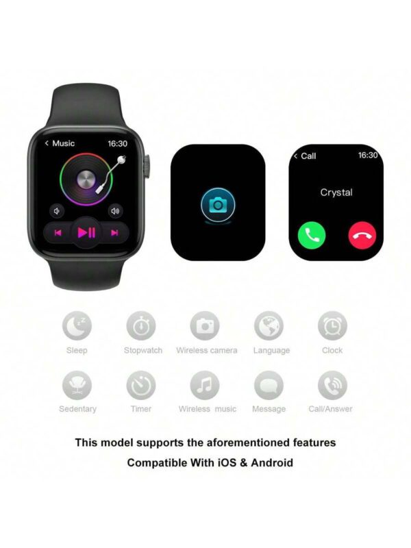 1 pièce Montre connectée multifonctionnelle électronique à écran tactile de 1,44 pouces pour femmes avec bracelet en silicone, avec plusieurs modes sportifs, contrôle de la caméra, notifications d'applications sociales, connectivité Bluetooth pour Android et iOS (divers styles de bracelet) – Image 10