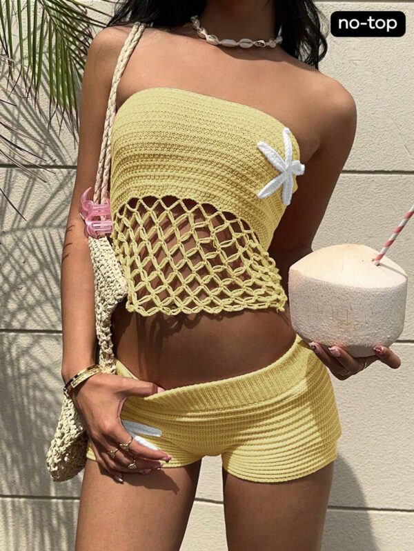 Aloruh Top court sans manches ajouré en crochet en forme d'étoile de mer pour femmes, convient pour les festivals de musique – Image 32