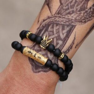 RINTOLER Homme 2 pièces Bracelet Perlé À La Mode Et Populaire Cuivre Pour Vacances Et Pour A Élégant Look