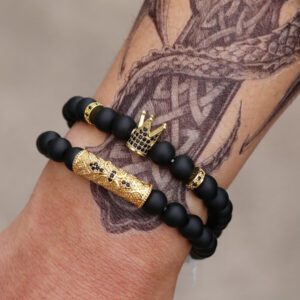 RINTOLER Homme 2 pièces Bracelet Perlé À La Mode Et Populaire Cuivre Pour Vacances Et Pour A Élégant Look